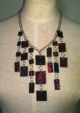 Red Glitter Tile Necklace - Ona By Design