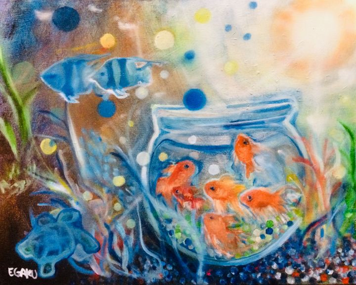 abstract art fish bowls
