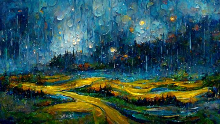 Gogh style  (raining) - Dream Factory