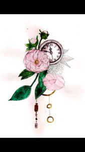 Watercolour vintage clock