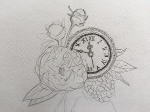 vintage clock sketch