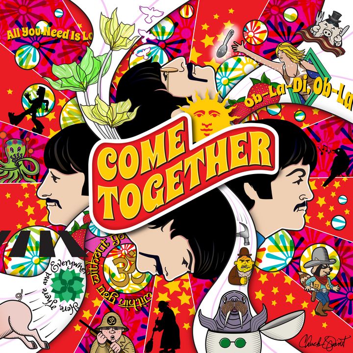 Come Together Red and Magenta - Chuck Quint Original Art Designs