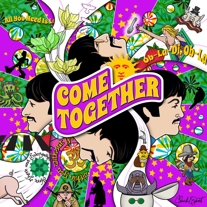 Come Together Purple and Green - Chuck Quint Original Art Designs