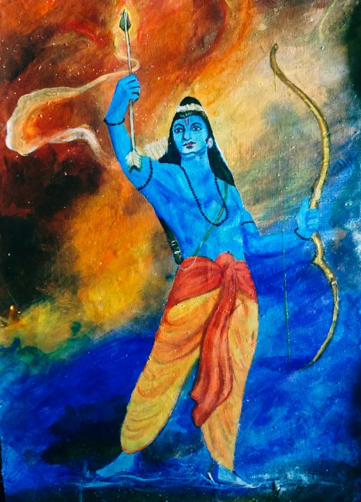 Lord Rama Creative Pop Art Painting by Akash Bhisikar | Saatchi Art