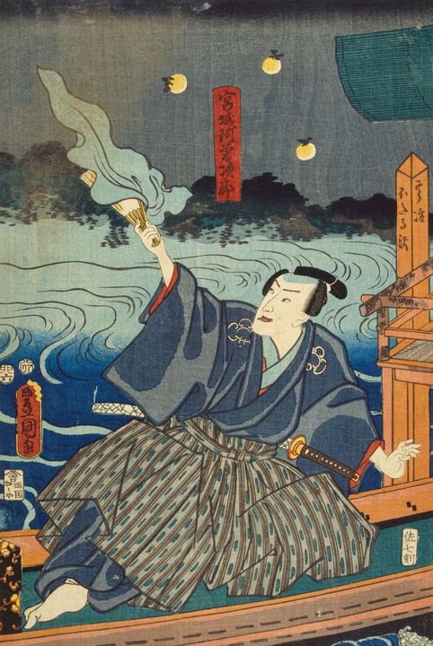 Kunisada~Catching fireflies Miyagi A - Artmaster - Paintings