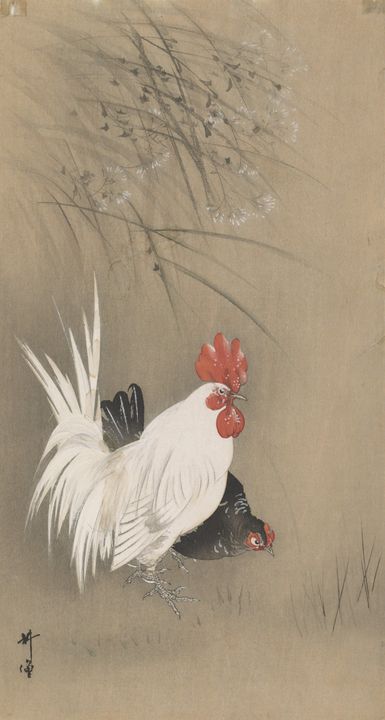 Kōgyo Tsukioka~Rooster And Hen - Artmaster - Paintings & Prints