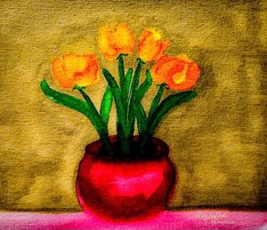 Bạn yêu thích vẽ tranh và hoa tulip? Hãy xem một bức tranh đẹp về lọ hoa tulip được vẽ với tình yêu và tâm huyết. Sự kết hợp giữa nét vẽ chân thực và sắc màu tươi sáng sẽ cho bạn trải nghiệm thật sự đặc biệt.