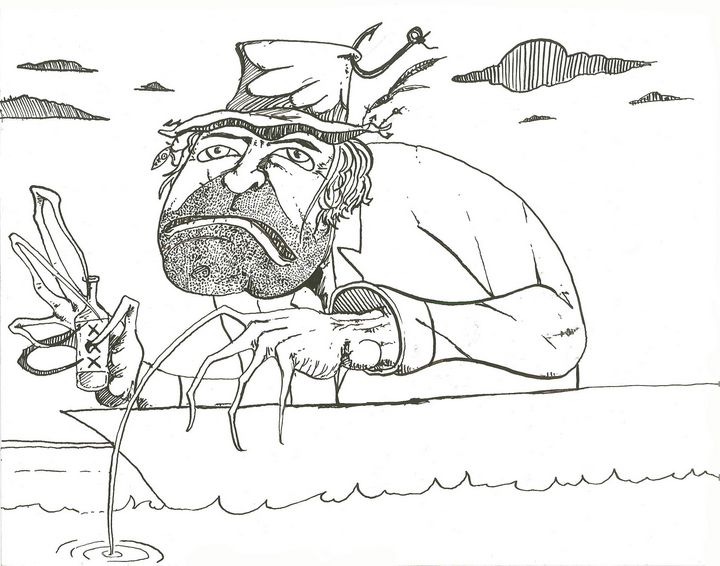 The Fisherman and the Drink - Pluto Comics - Drawings & Illustration,  Abstract, Irregular Forms - ArtPal