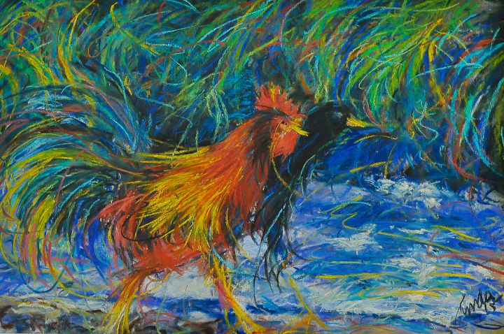 Strolling Roosters - Linda Lyell