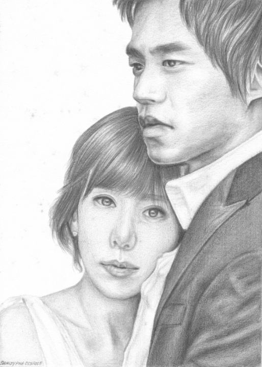 Amazing Art Drawings-pencil sketch of a romantic couple-A4 size