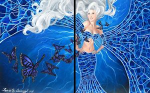 Blue Butterfly and Woman Diptych