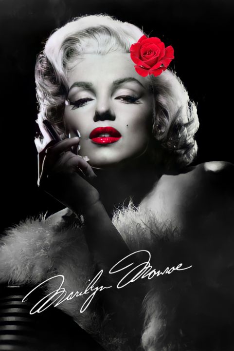 Marilyn Monroe Cigarette Red Roses - MARILYN MONROE ART - Paintings & Prints,  People & Figures, Celebrity, Actresses - ArtPal