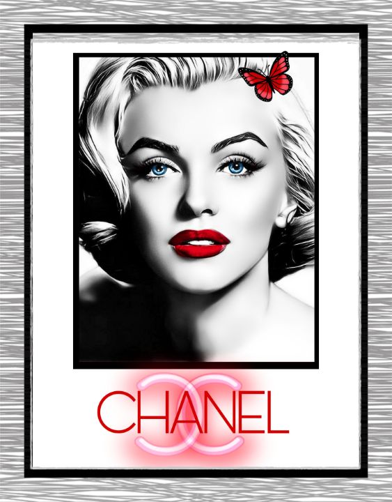 Sexy Red Lips Chanel Art Marilyn M - MARILYN MONROE ART