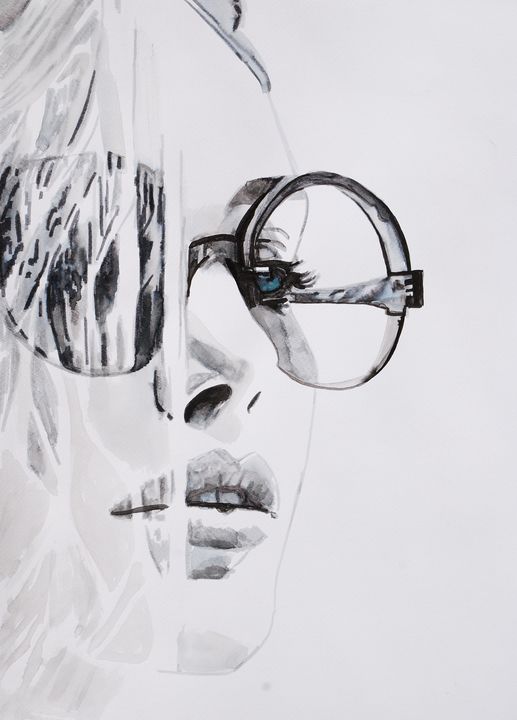 Girl with sunglasses / 50 x 36 cm Gi - Alexandra Djokic - Drawings ...