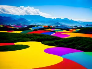 Vibrant Vistas: A Colorful Landscape - CrossingX - Digital