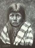Little Indian Girl white chalk penci