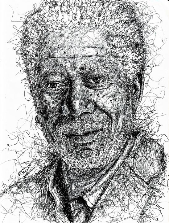 Morgan Freeman portrait painting by Shriraj Chavan