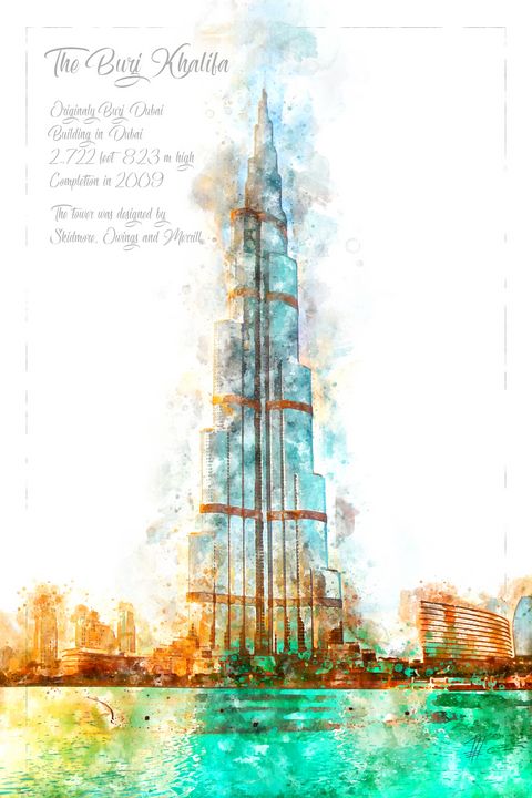 Free: Burj Khalifa Skyline Clip art - Drawing comic world city landmarks in  Dubai - nohat.cc