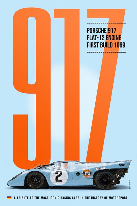 Gulf Porsche 917 Tribute - Theodor Decker - Paintings & Prints