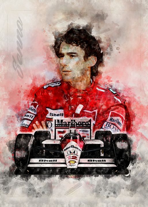 Ayrton Senna, helmet portrait 1991 print by Motorsport Images