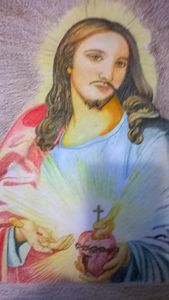 Painting of Jesus with sacred heart
