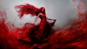 beautiful pretty goddess lady in red