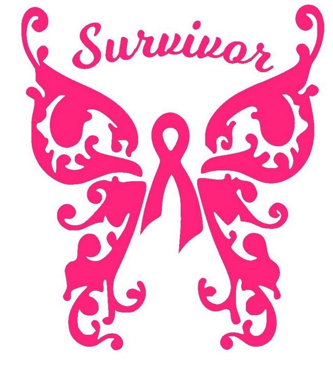 Cancer Survivor Swirly Butterfly - Vinyl Decals