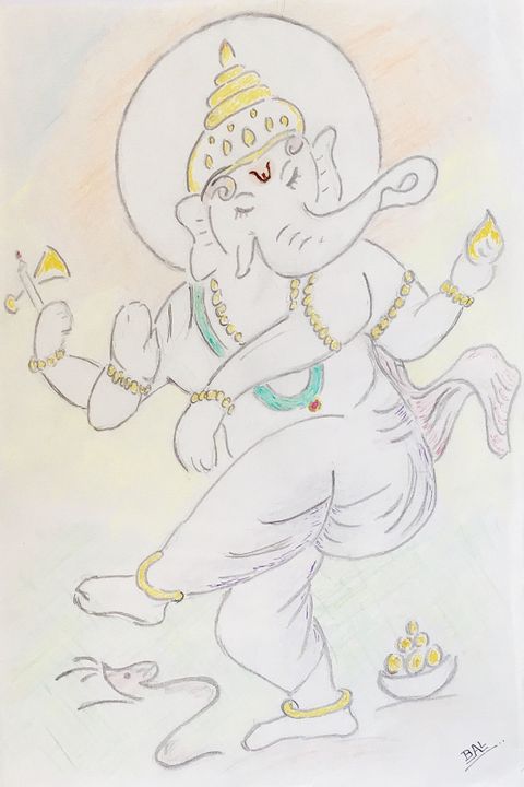 Black And White Bal Ganesha Sketch A3 Size, Size: 295*425mm