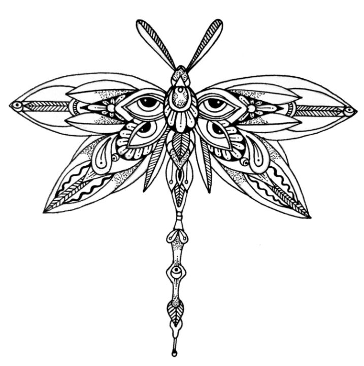B&W Dragonfly - Art by Rory - Drawings & Illustration, Animals, Birds ...