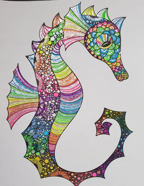 rainbow seahorse - Coloring Pages - Paintings & Prints, Animals