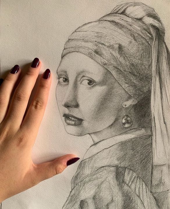 Study copy after Vermeers Girl with a Pearl Earring Painting by Bleu  Turquoise  Saatchi Art