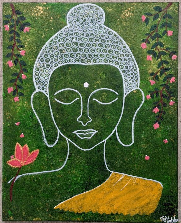 Budha on gold celestial backdrop - Speak with the brush