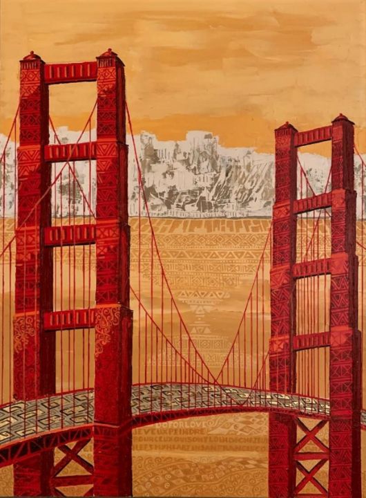 Abstract Golden Bridge Canvas