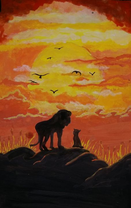 lion king silhouette painting