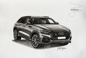 Audi Q8 2019 pencil car drawing