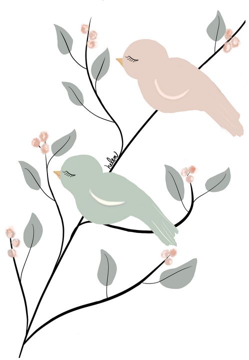 Two Sleeping Birds in a Tree - hkOriginals