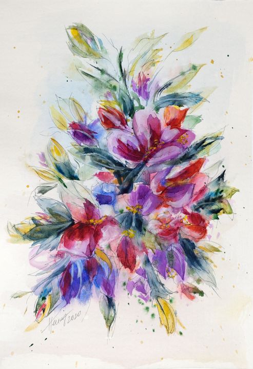 Purple flowers - Aniko Hencz art - Paintings & Prints, Flowers, Plants ...
