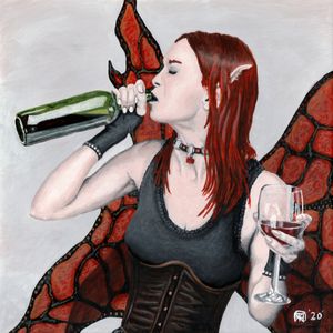 Magical Fairy Drinking Wine