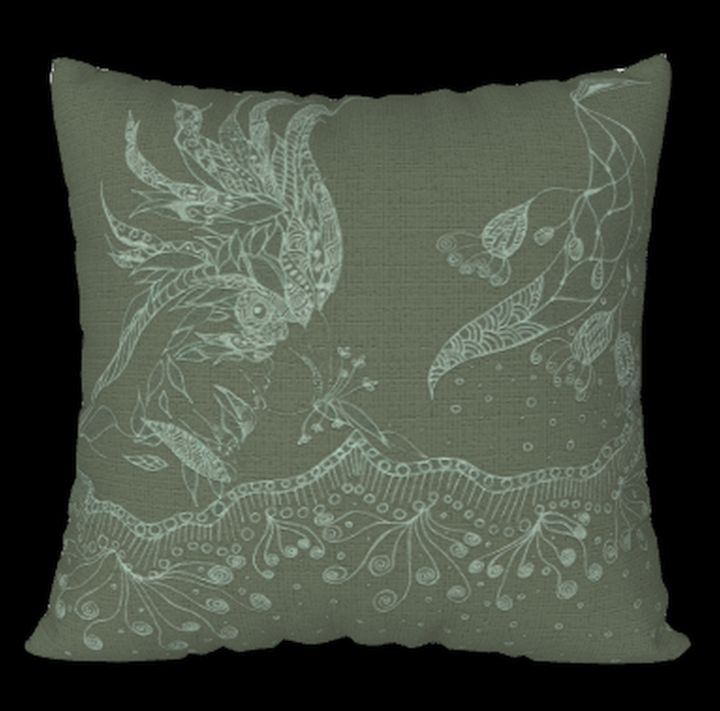 Cocky in the Trees Taupe Cushion - maree jolleau design