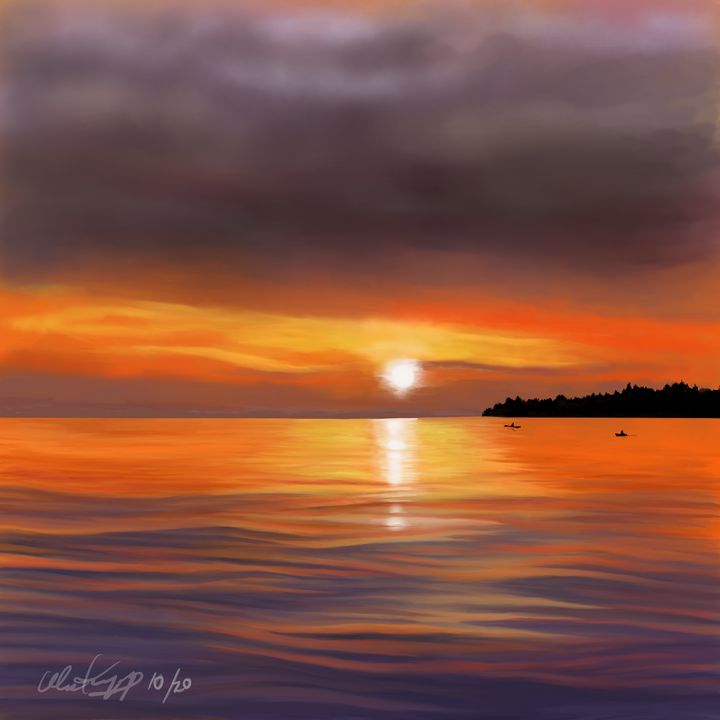 Lake Huron Sunset - Angelfire Art Studio