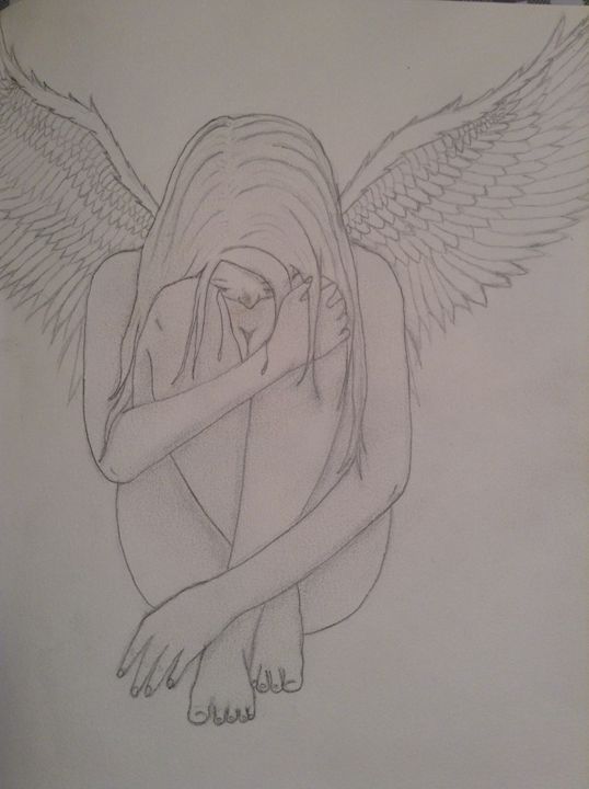Finished my first fallen angel drawing. First time drawing feathers and  wings so was a fun learning experience. : r/crafts