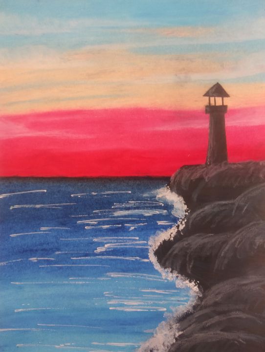 Lighthouse at Sunset - Cassiopea's Art
