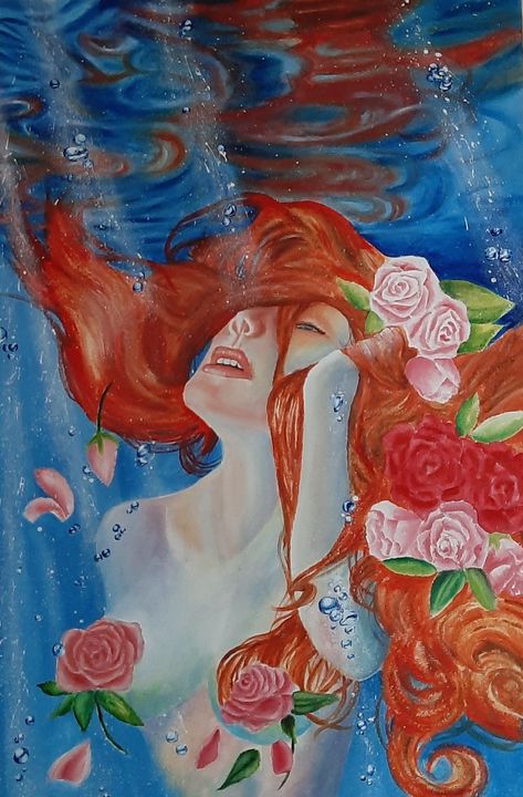 redhead mermaid painting