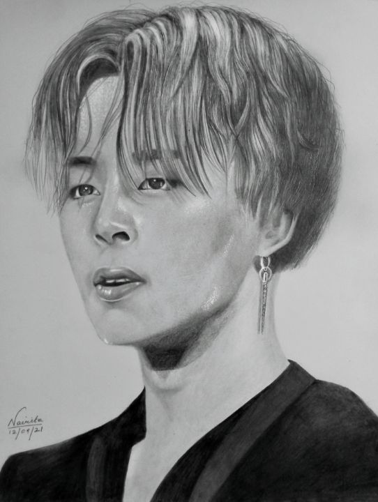 Bts Fanarts — How to draw Jimin, Pencil Sketch + his features...