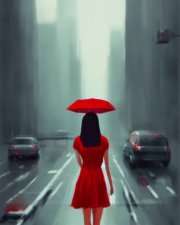 girl in red in the street - sarramedj - Drawings & Illustration ...