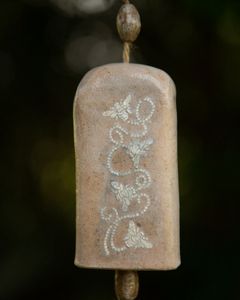 Handmade stoneware bee motif bell - Crooked River Art Co
