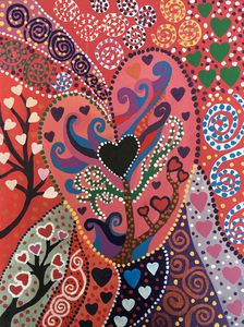 Folk Art Hearts - rrjavedart - Paintings & Prints, Abstract, Color