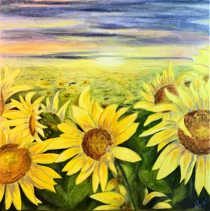 SUNFLOWERS, oil painting on canvas - Art Gallery by S.Shavrina
