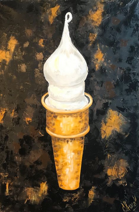 ICE CREAM oil painting, original - The Swan