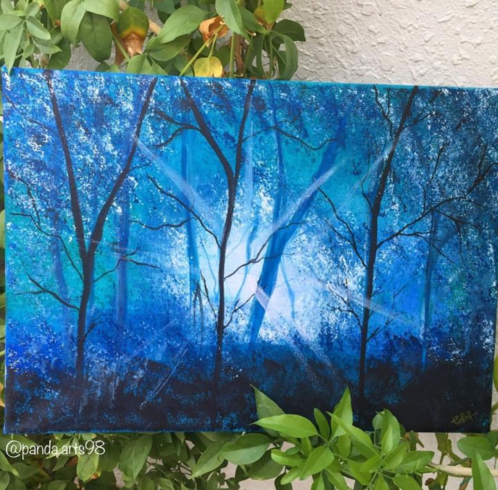 Misty Blue Forest Panda Arts98 Paintings Prints Abstract Color Artpal